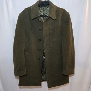 Lauren Ralph Lauren Deep Green Wool Blend Button Front Coat Knee Length, sz 36S
